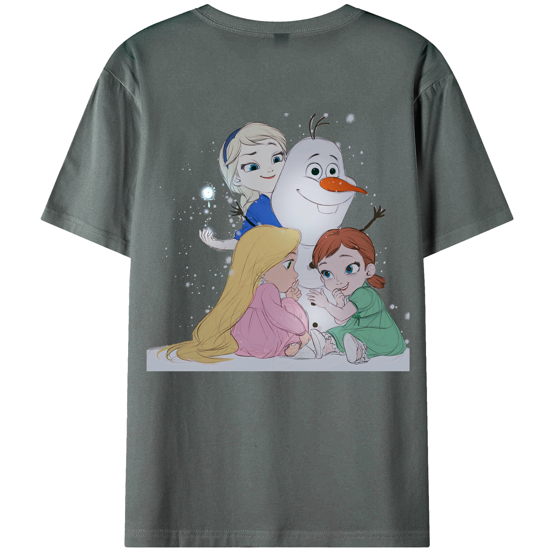 （画像用） アナと雪の女王 アンナ エルサ Frozen Anna Elsa 綿100％ メンズ半袖Tシャツ（バックプリント） 通気性